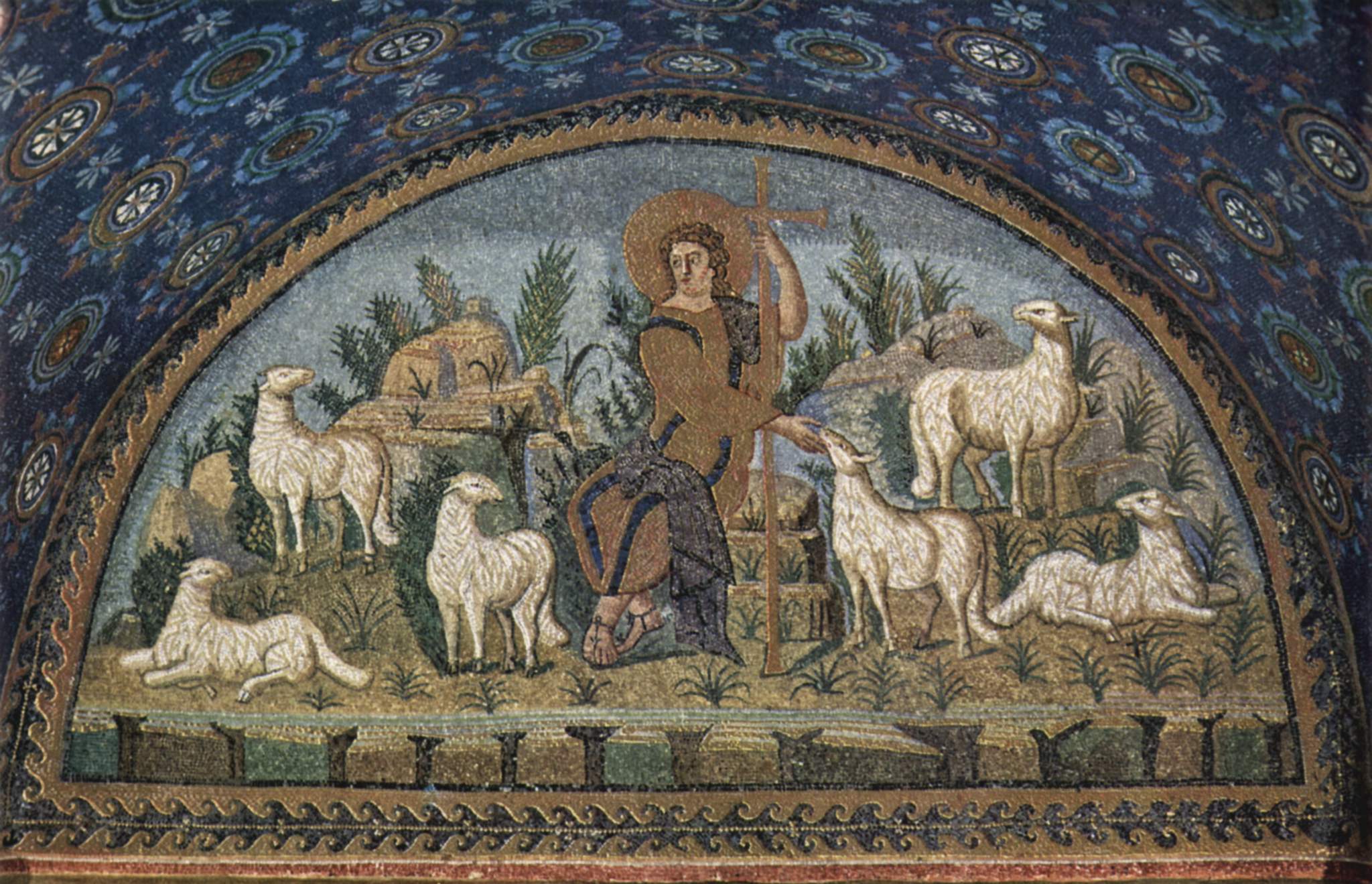 Ich bin der gute Hirte. Der gute Hirte läßt sein Leben für seine Schafe. Der Mietling aber, der nicht Hirte ist, des die Schafe nicht eigen sind, sieht den Wolf kommen und verläßt die Schafe und flieht. (Johannes,10)
